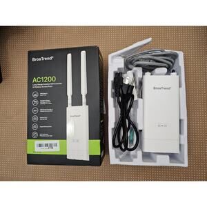 BrosTrend AC1200 Outdoor WiFi Extender Access Point- Long Range, Dual-band